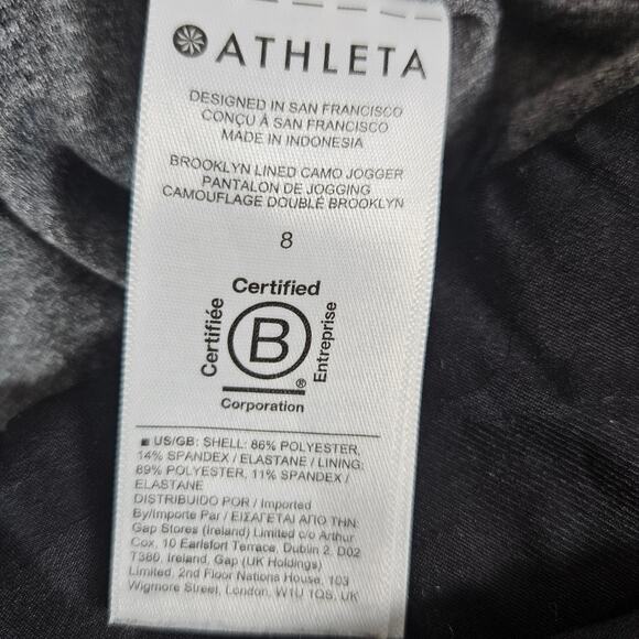 EUC Athleta Brooklyn Lined Joggers Sz 8 Black Camo - Picture 8 of 11